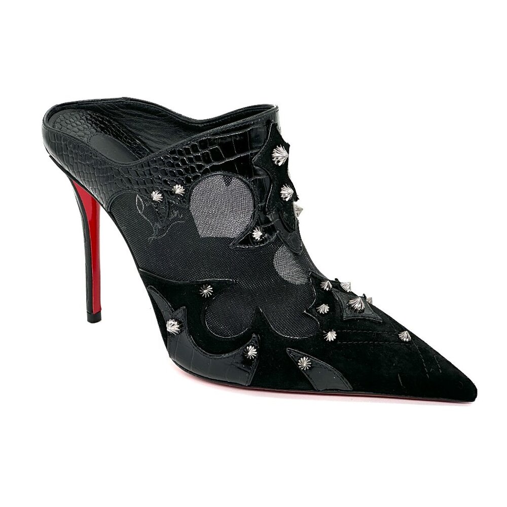 Christian Louboutin MULATIAG 100 Spiked Stud Mule Slide Heels Sandals Shoe - Picture 10 of 16